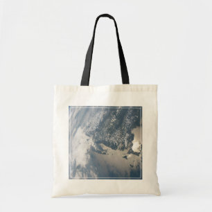 Zonlicht op het water van de aarde. tote bag