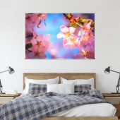Zonlicht op Sakura Flowers Canvas Afdruk (Insitu (Slaapkamer))