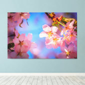 Zonlicht op Sakura Flowers Canvas Afdruk (Insitu (Houten vloer))
