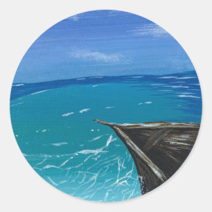 Zonlicht op zee - handgemaakte kunst ronde sticker