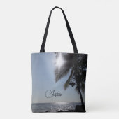 Zonlicht Palm Tree Ocean Gepersonaliseerd Tote Bag (Achterkant)