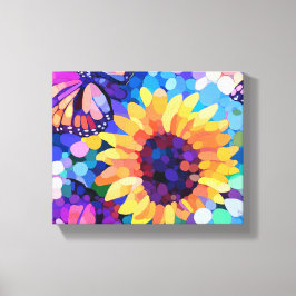 Zonlicht & Vlinders Zonnebloem Canvas Kunst