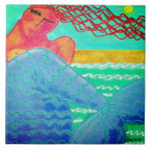 Zonlicht Zeemeermin Abstracte Kunst Tegeltje (Voorkant)