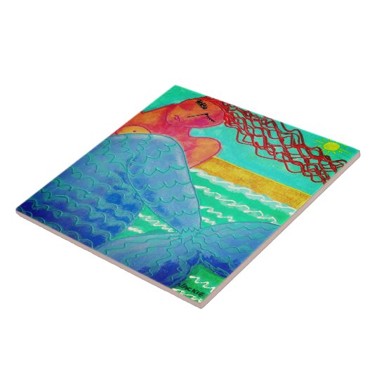 Zonlicht Zeemeermin Abstracte Kunst Tegeltje (Zijkant)