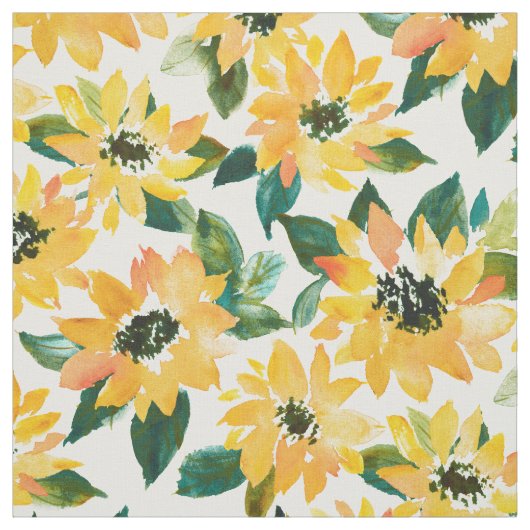 ZONLOWER POWER Yellow Floral Stof (Swatch)