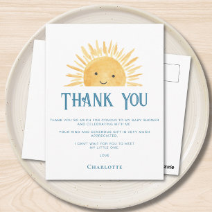 Zonne Baby Shower Bedankt Briefkaart