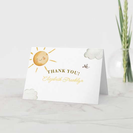 Zonne Boho Zon Baby Shower Bedankkaart (Voorkant)