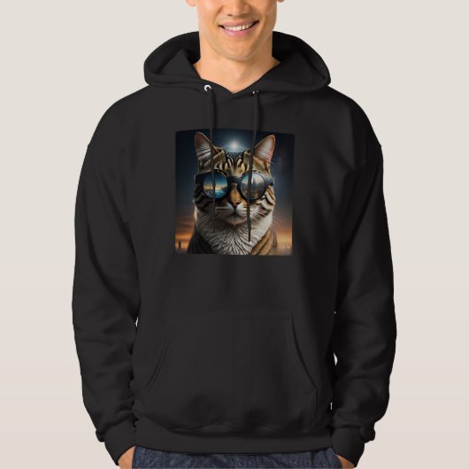 Zonne-eclips, 2024 Kat Dragen Zonne-eclips Glas Hoodie (Voorkant)