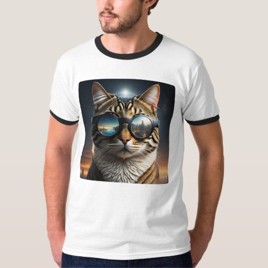 Zonne-eclips, 2024 Kat Dragen Zonne-eclips Glas T-shirt (Voorkant)