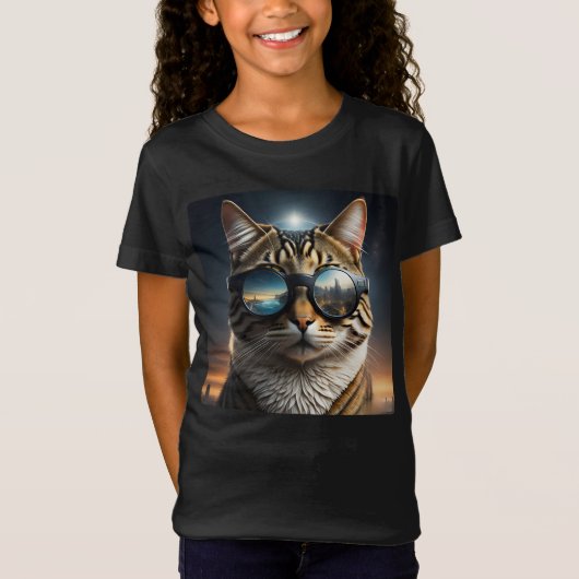 Zonne-eclips, 2024 Kat Dragen Zonne-eclips Glas T-shirt (Voorkant)