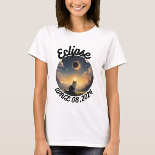 Zonne-eclips, 2024 Kat Dragen Zonne-eclips Glas T-shirt