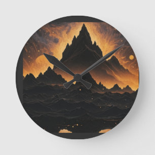 Zonne-eclips Berg kosmisch landschap horloge Ronde Klok