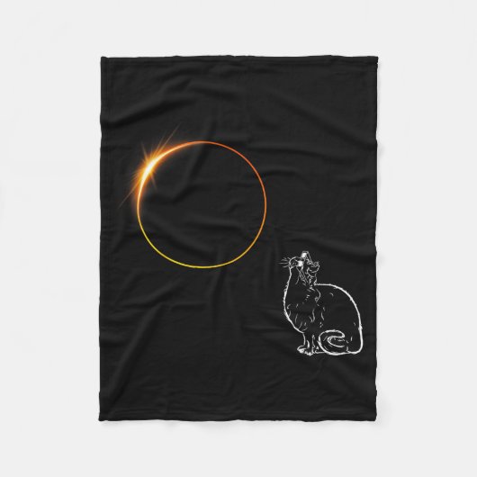 Zonne-eclips Kat Eclipsbril Illustratie Fleece Deken (Voorkant)
