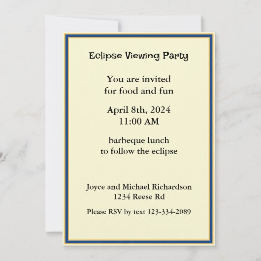 Zonne-eclips kijkfeest volledig aangepaste maan kaart (Achterkant)