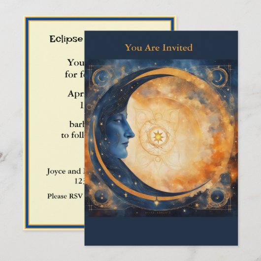 Zonne-eclips kijkfeest volledig aangepaste maan kaart (Voorkant / Achterkant)