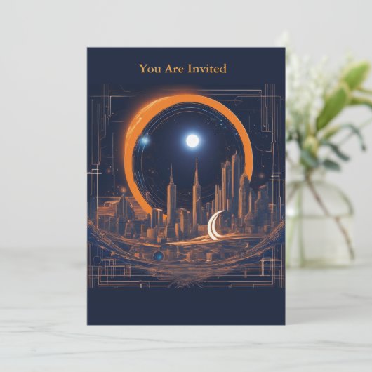 Zonne-eclips kijkfeest volledig aangepaste stadsge kaart (Staand voorkant)