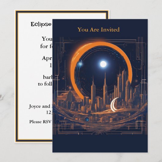 Zonne-eclips kijkfeest volledig aangepaste stadsge kaart (Voorkant / Achterkant)