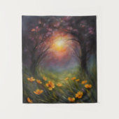 Zonne-eclips Lente Wildbloemen Stroom Hondenhout Wandkleed (Voorkant)