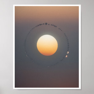 Zonne-eclips lucht achtergrond Muur Poster