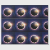 Zonne-eclips realistisch blauw wit cadeaupapier (Vlak)