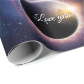 Zonne-eclips realistisch blauw wit cadeaupapier (Rol Hoek)