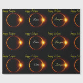 Zonne-eclips realistische zwart geel wit cadeaupapier (Vlak)