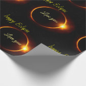 Zonne-eclips realistische zwart geel wit cadeaupapier (Hoek)