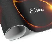 Zonne-eclips realistische zwart geel wit cadeaupapier (Rol Hoek)