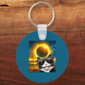 Zonne-eclips Totaliteit Tuxedo Kat Sleutelhanger (Voorkant)