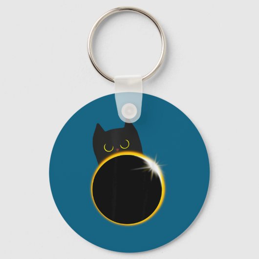 Zonne-eclips Zwarte Kat Liefhebber Sleutelhanger (Voorkant)