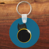 Zonne-eclips Zwarte Kat Liefhebber Sleutelhanger (Voorkant)