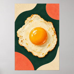 Zonne-ei Fried Egg – Moderne Retro Keuken Muur Poster
