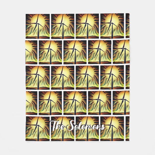 Zonne- en windenergie fleece deken (Voorkant)