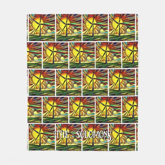 Zonne- en windenergie fleece deken (Voorkant)