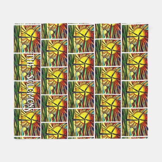 Zonne- en windenergie fleece deken (Voorkant (Horizontaal))