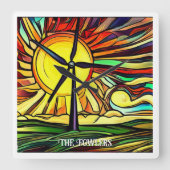 Zonne- en windenergie vierkante klok (Voorkant)