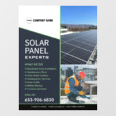 Zonne-energie Bedrijfsdienst Window Cling Raamsticker (Vel)