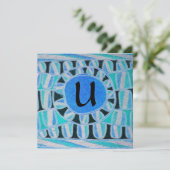 ZONNE-ENERGIE MONOGRAM, Blauw Turquoise Zwart Kaart (Staand voorkant)