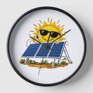 Zonne-energie Moppe Zon & Zonnepaneel Wandklok