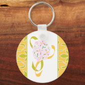 Zonne-energie, Olive Green Damask Favor Sleutelhan Sleutelhanger (Voorkant)