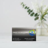 Zonne-energie Power Logo | Metalen achtergrond Visitekaartje (Staand voorkant)