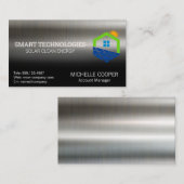 Zonne-energie Power Logo | Metalen achtergrond Visitekaartje (Voorkant / Achterkant)