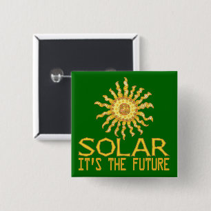 Zonne-energie Vierkante Button 5,1 Cm
