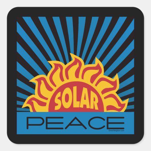 Zonne-energie Wereld Vrede Milieu Vierkante Sticker (Voorkant)