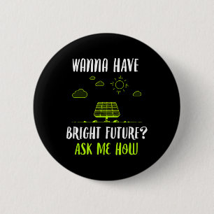 Zonne-energie Zonnepanelen Heldere Toekomst Grappi Ronde Button 5,7 Cm