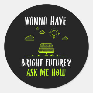 Zonne-energie Zonnepanelen Heldere Toekomst Grappi Ronde Sticker