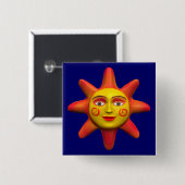 Zonne gezicht vierkante button 5,1 cm (Voorkant /achterkant)