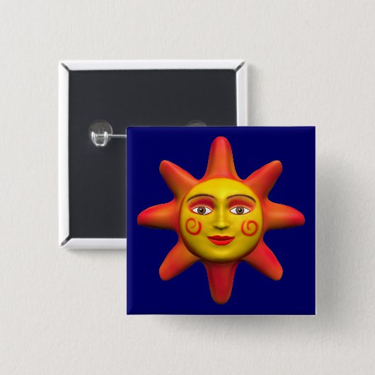 Zonne gezicht vierkante button 5,1 cm (Voorkant /achterkant)