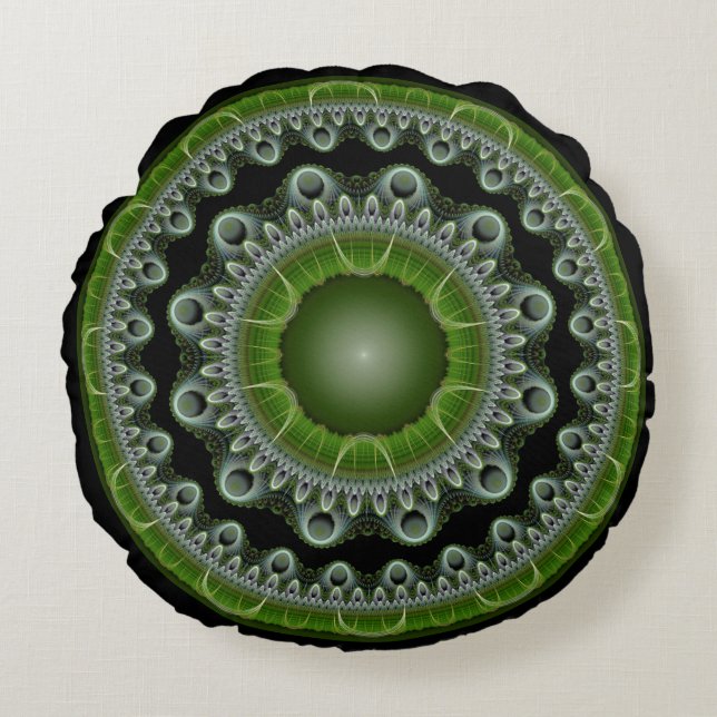 Zonne glanzende fractale heldere ornament rond kussen (Voorkant)