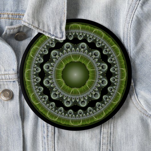 Zonne glanzende fractale heldere ornament ronde button 6,0 cm (In situ)